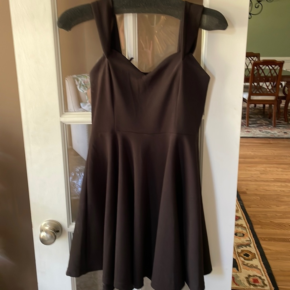 Black mini dress with skater skirt
